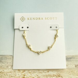 Kendra Scott Haven Heart White Crystal Strand Necklace Gold
